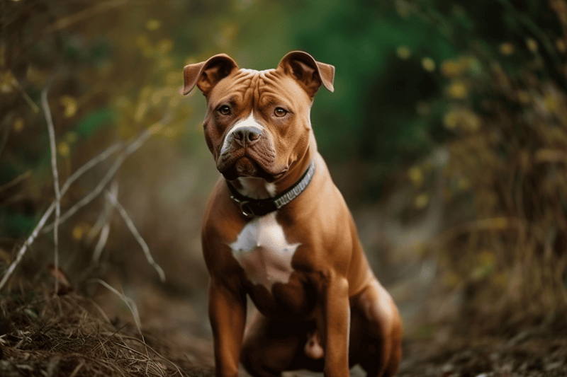 Dog walking outdoors in natural environment.