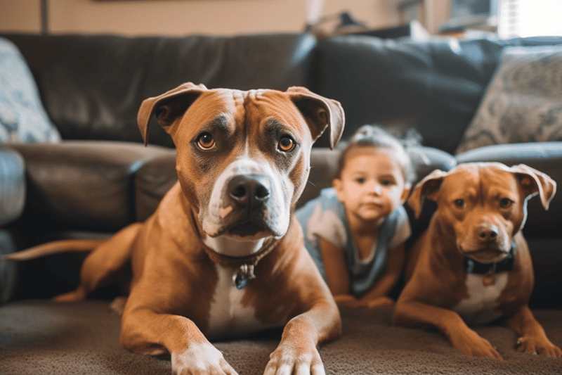 Adorable dog with child indoors, friendly pets, family pet care, dog lifestyle, happy dog moments.