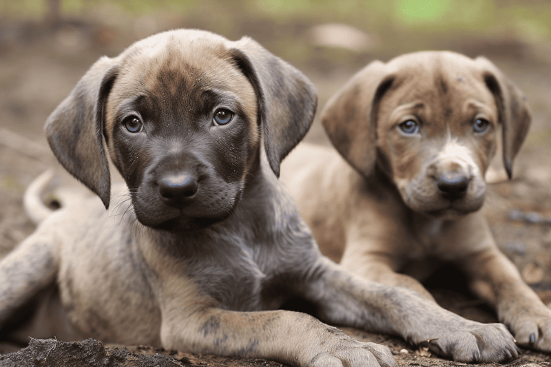 Cute puppies sitting on ground, ideal for dog training and pet health content.