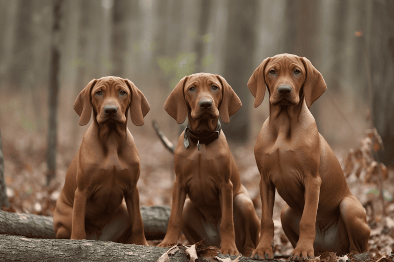Adorable Rhodesian Ridgeback puppies in a forest setting, emphasizing dog training and care.