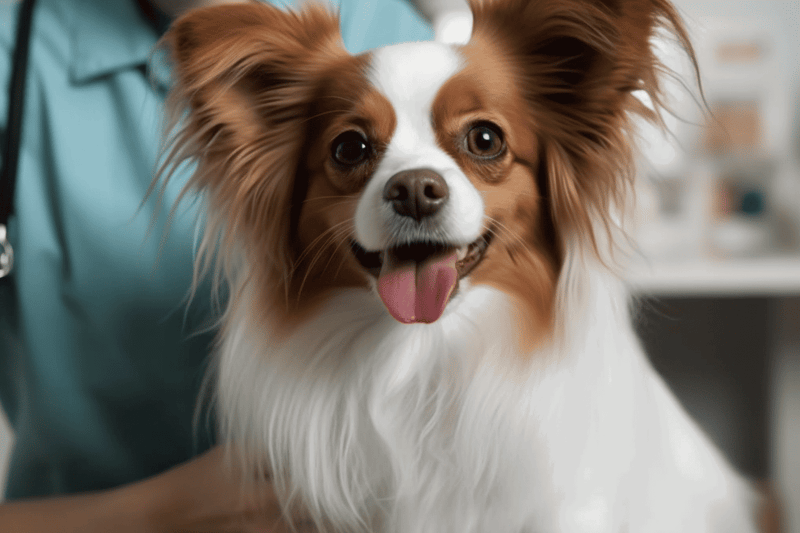 Friendly dog health checkup at veterinary clinic, pet grooming, and care.