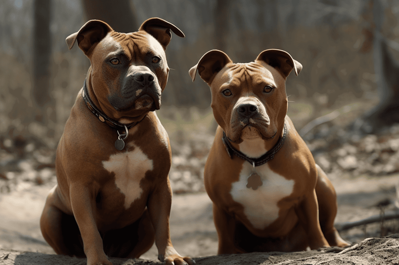 Dogs resting in the forest.