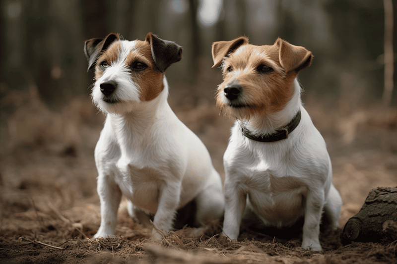 Adorable dachshund puppies sitting outdoors, perfect for dog lovers and pet care websites.