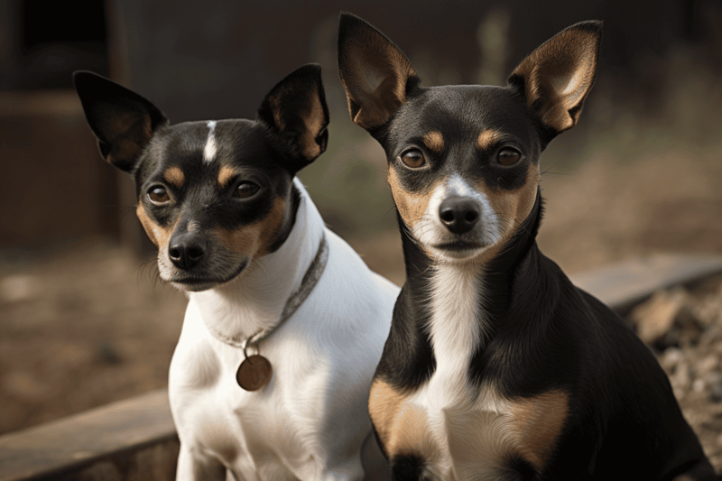 Adorable Chihuahua mixes sitting outside, showcasing playful and loving dogs in a natural setting.
