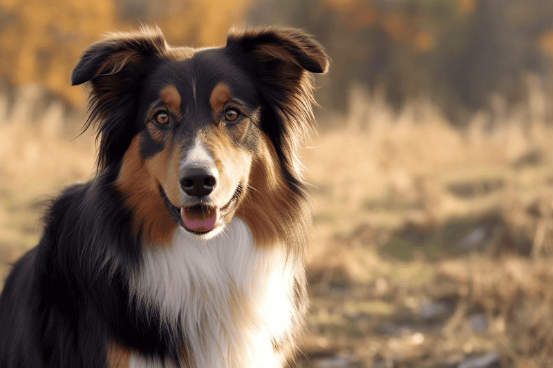 Australian Shepherd dog, friendly, outdoor, HD portrait.