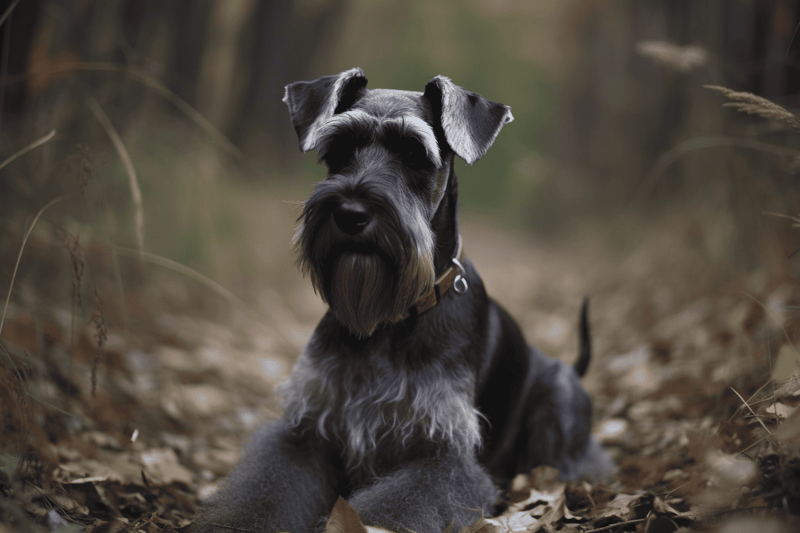 High-quality Schnauzer dog in outdoor setting.