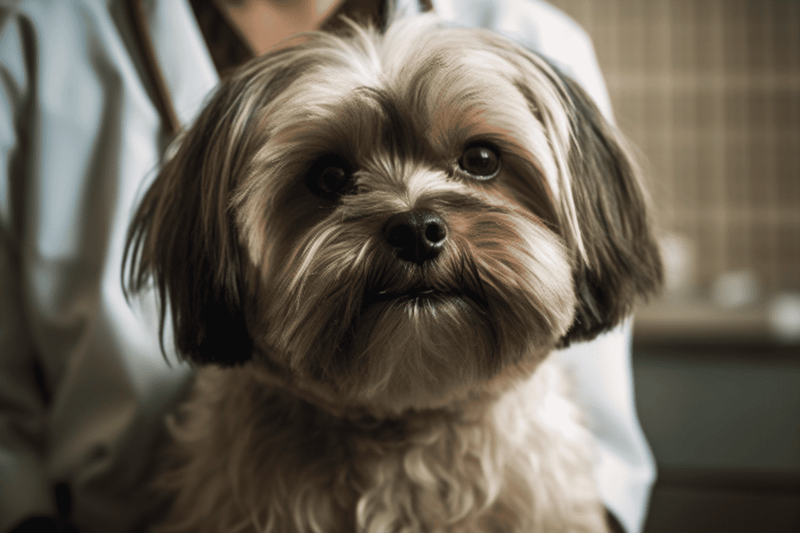 Dog looking directly at the camera, highlighting pet care and grooming services on Dogfix.com.
