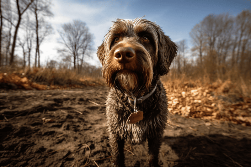 Adorable dog enjoying outdoor walk in nature.