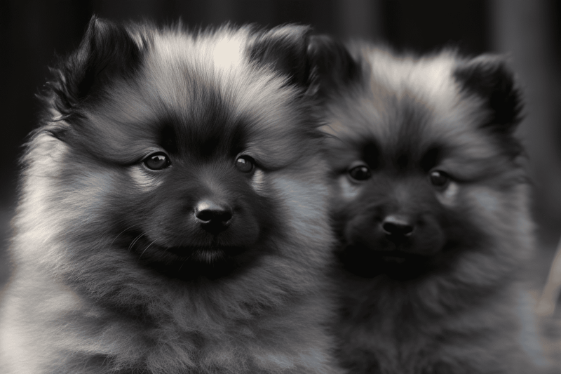 Adorable fluffy Pomeranian puppies with thick fur and expressive eyes, perfect for dog lovers and grooming services.