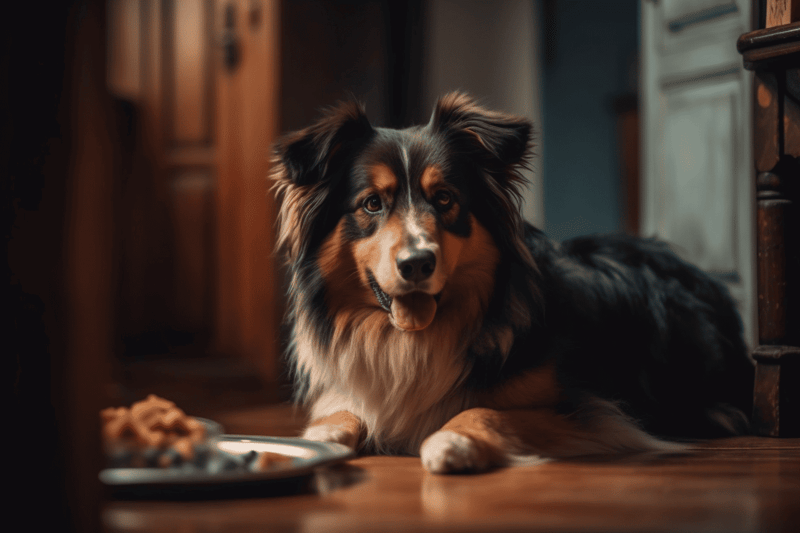 Dog pet care with nutritious dog food.