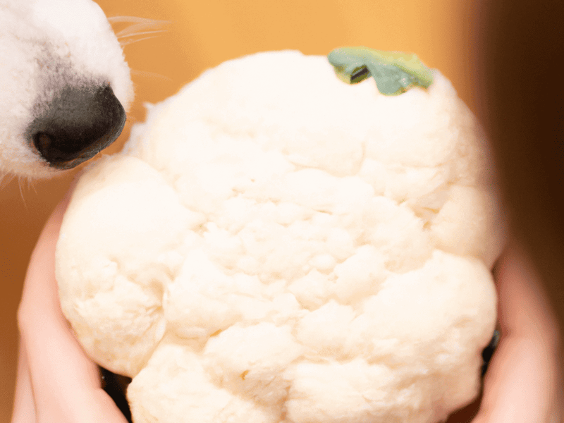 Cauliflower in hand, ready for healthy dog treats or meals. Perfect for nutritious dog food recipes.