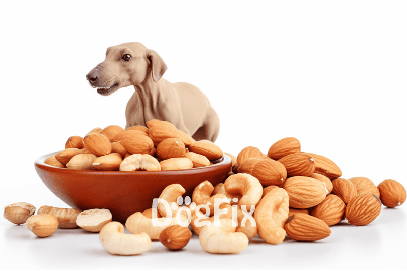 Dog treats with almonds and nuts for dogs, healthy snack options.