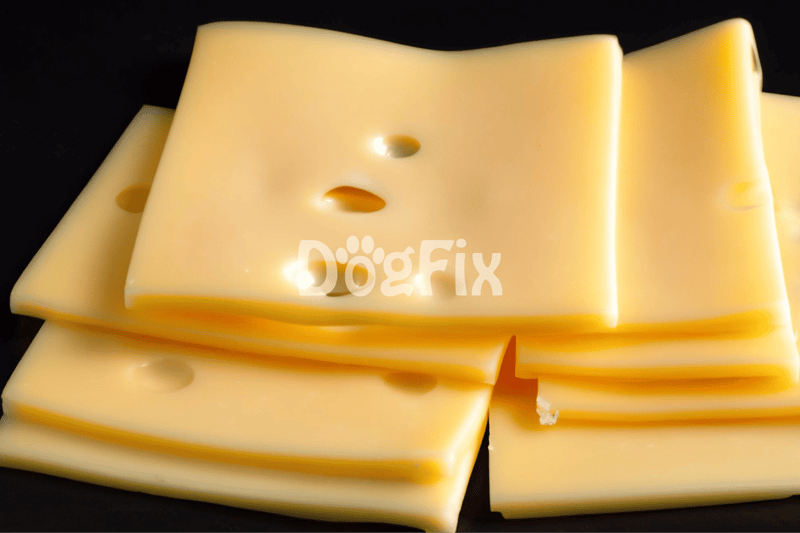 Cheese slices on a black background, ideal for dog treats and dental health, perfect for pet owners seeking healthy snack options for dogs.
