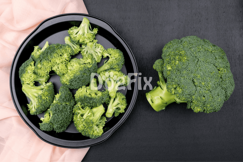 Fresh broccoli prepared for dogs' healthy snacks.
