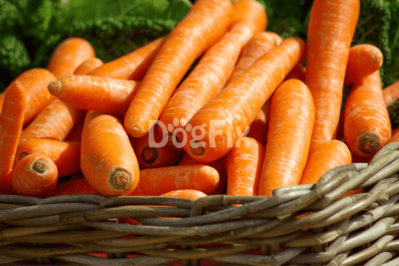 Healthy carrots for dog nutrition and treats.