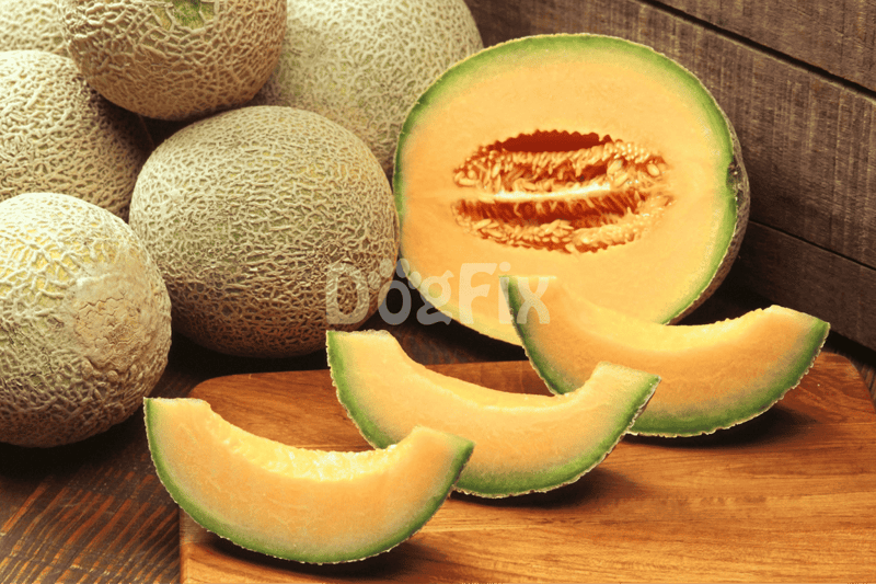 Sweet and juicy cantaloupe melon, peeled and sliced for healthy snacks.