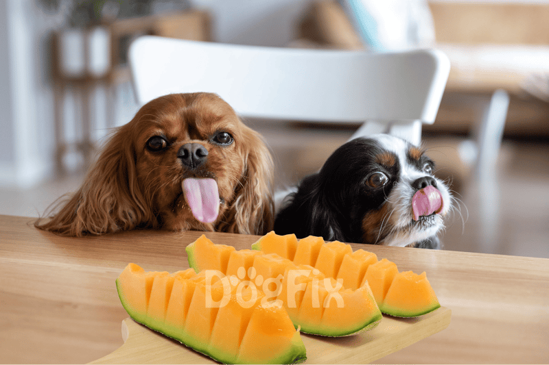 Adorable dogs enjoying fresh watermelon slices at home, perfect for pet treats and healthy snacks.