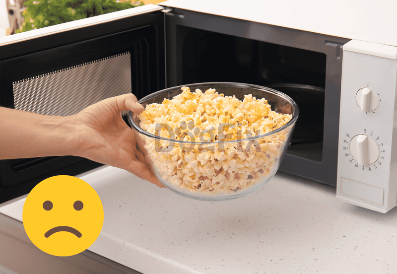 Dog-friendly microwave popcorn preparation.