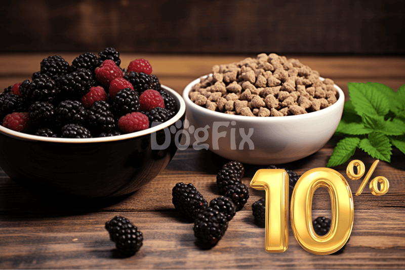 Healthy berries and dog treats with a 10% discount offer for pet nutrition at Dogfix.com.