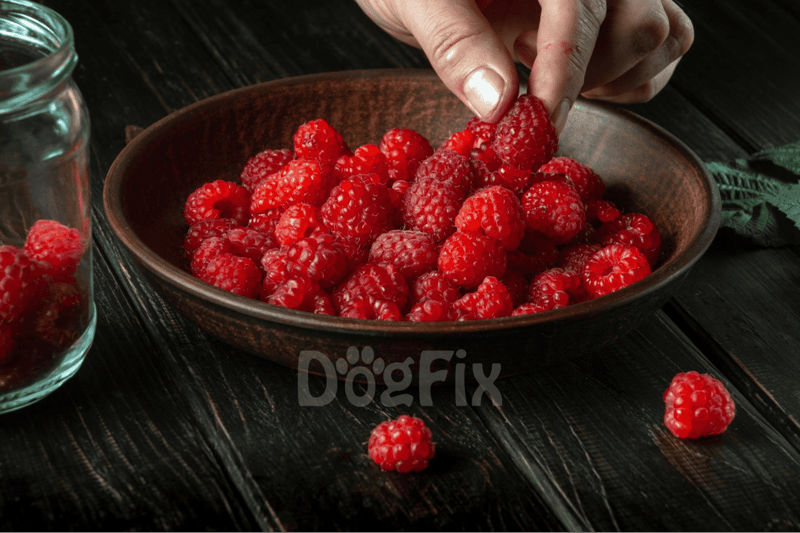 Bright red raspberries in a rustic bowl, perfect for healthy snacks or desserts.