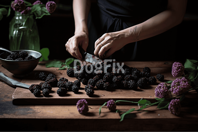 Fresh blackberries, healthy snack or ingredient, nature, and food preparation.