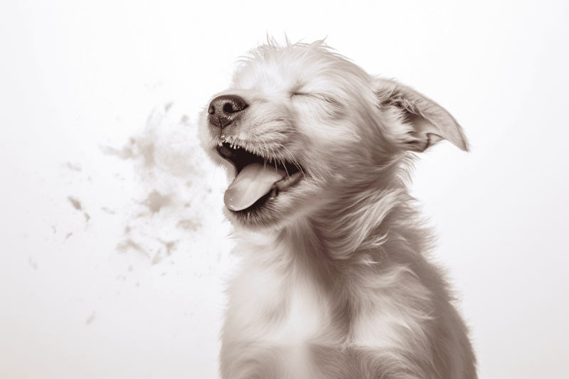 Adorable happy dog with open mouth, playful and joyful expression.
