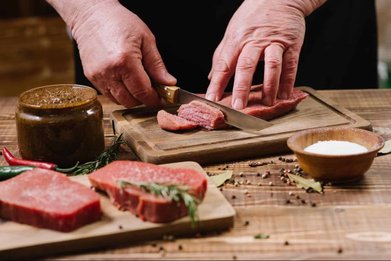 High-quality beef for pet nutrition, prepared with fresh ingredients.