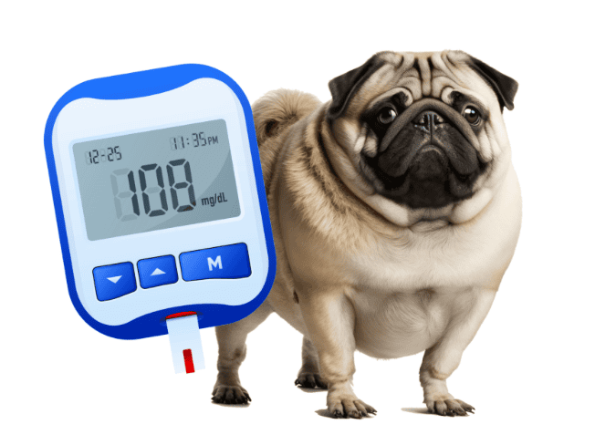 Dog glucose monitor with digital display for pets' health.