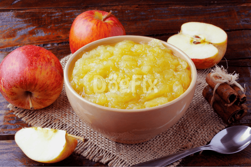 Healthy homemade apple and cinnamon dog food in a bowl.