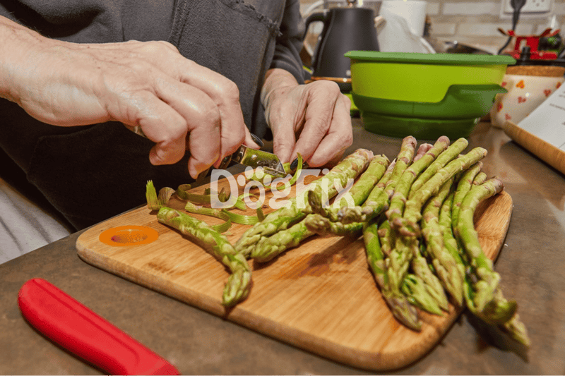 Healthy dog food preparation with fresh vegetables for a balanced diet.