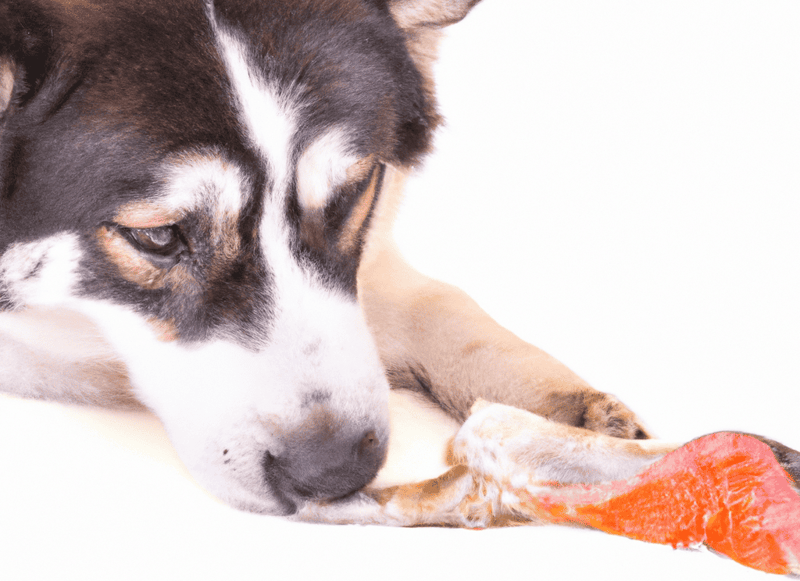 Dog enjoying fresh fish meal.