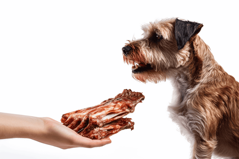 Dog treat giving, healthy dog snack, dog chew, dog training treat.