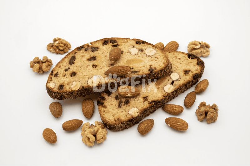 All-natural dog treat with nuts, dried fruit, and healthy ingredients for nutrition.