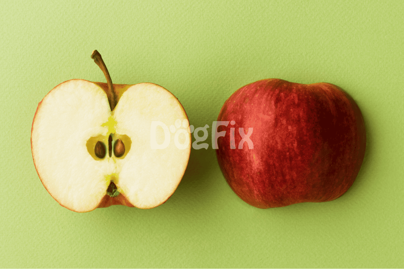 Fresh red apple and apple half showing seeds, perfect healthy snack.