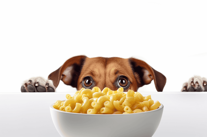 Dog holding cheese on a white background, natural dog treat, cheese for dog health.