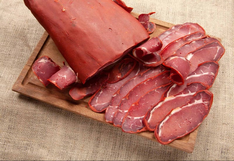 Delicious dried ham slices, perfect for making homemade dog treats and snacks.