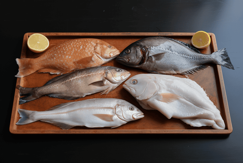 Fresh fish selection suitable for dog diets, nutritious, and healthy protein source.