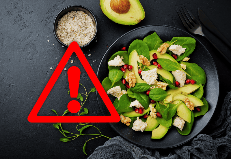 Dog food safety alert about avocado and human food ingredients.