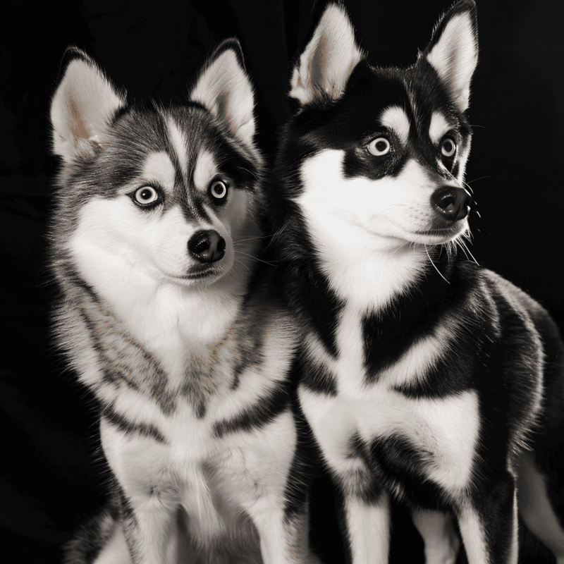 Adorable Siberian Husky puppies with striking blue eyes, showcasing playful and cute dog breeds.