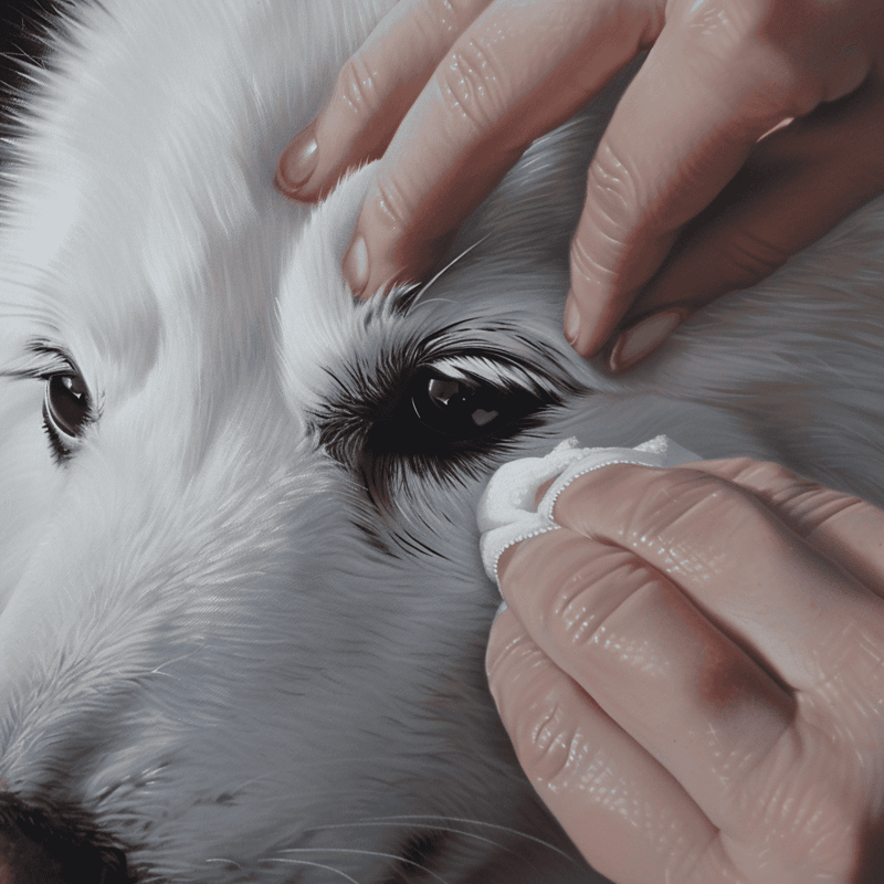 Dog grooming, eye cleaning, dog care, professional pet grooming services.