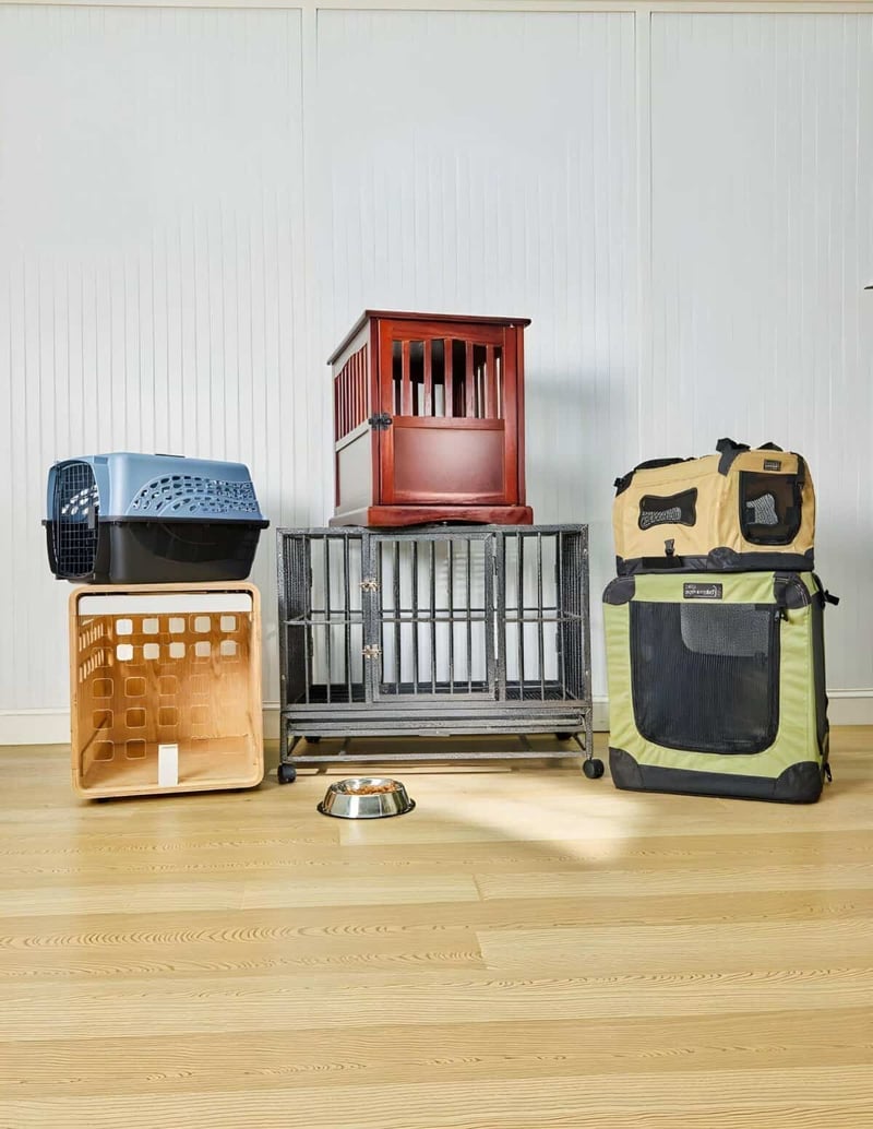 Portable pet carrier, crate, and travel gear for dogs on the go.