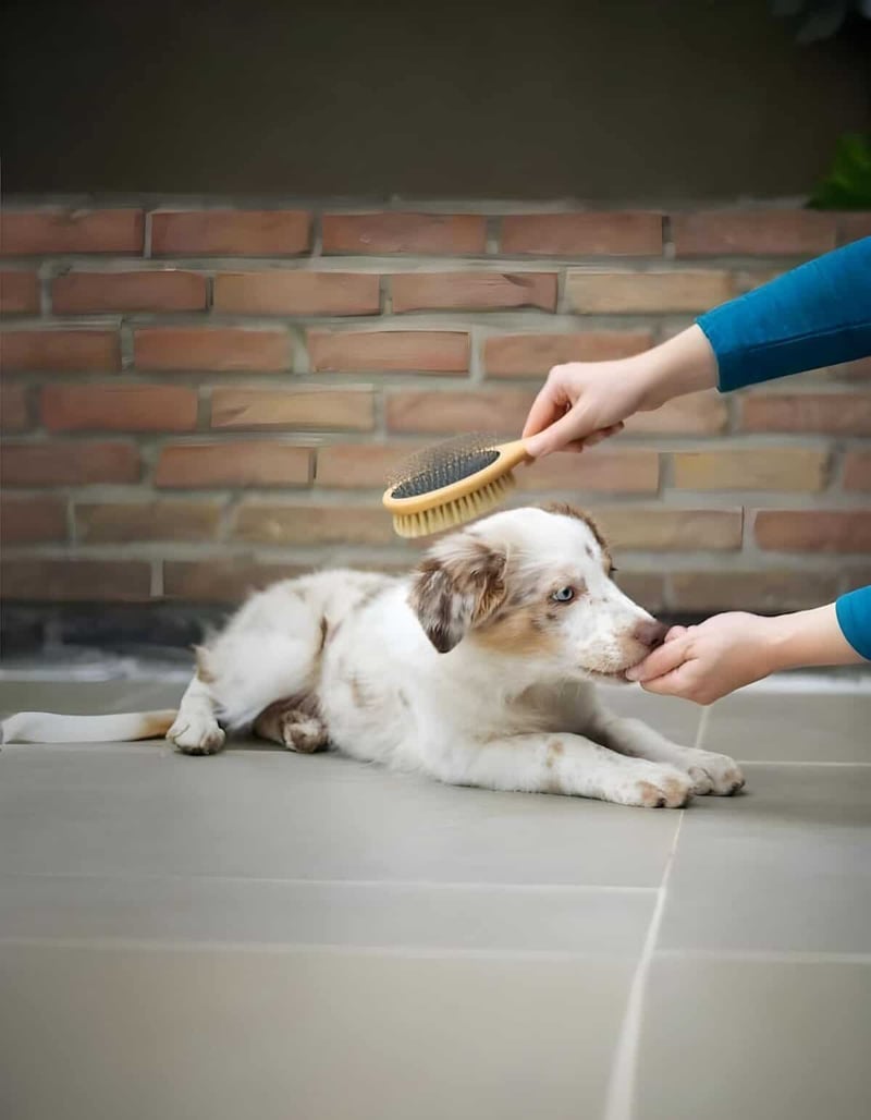 Dog grooming, brushing, and paw care at home or professional salon.