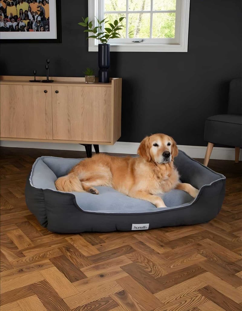 Luxury dog bed for small and large dogs, comfortable pet mattress, stylish home accessory.