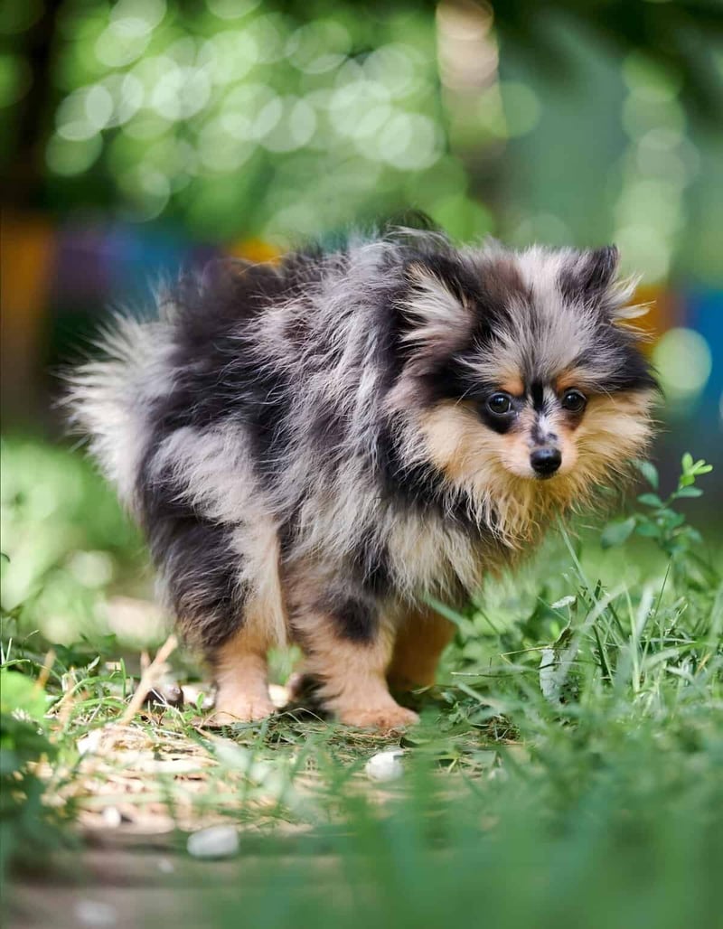 Cute Australian Shepherd puppy exploring outdoors on lush green grass. Perfect for dog lovers and pet care enthusiasts.