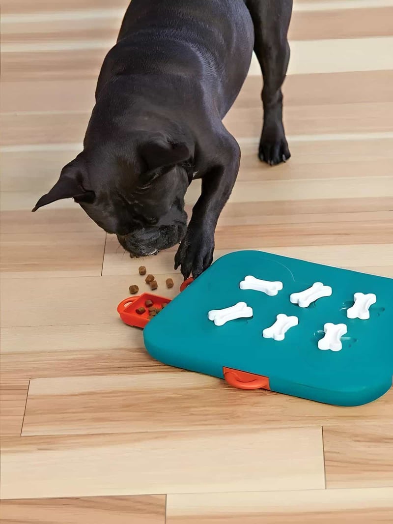 Dog puzzle toy engaging for dogs' mental exercise and enrichment.