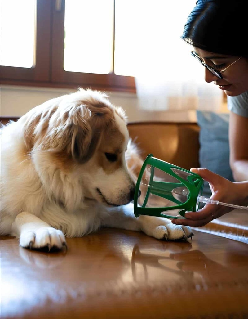 Dog rescue oxygen mask used for pet first aid and safety.