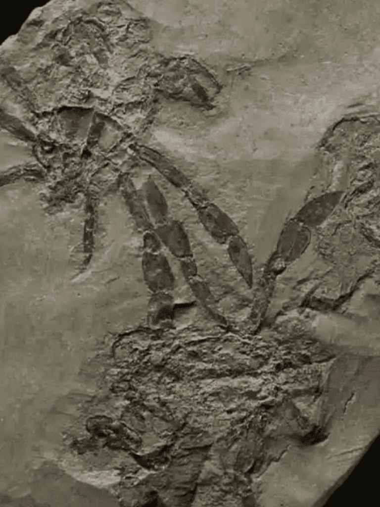 Ancient insect fossil embedded in rock, preserved in detail for fossil enthusiasts.